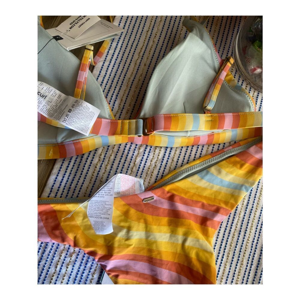 Rip Curl Cross Back Shop Premium Surf Fixed Tri Bikini Set 2 Piece Sz L Nwt — image 6 of 8